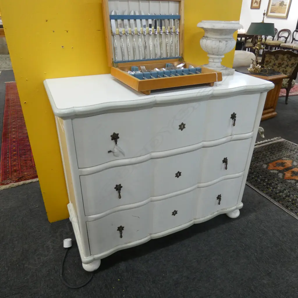 FRENCH STYLE WHITE PAINTED CHEST OF DRAWERS H. 900MM Image 1++