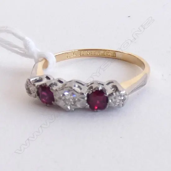 18CT GOLD/PLATINUM RUBY AND DIAMOND RING