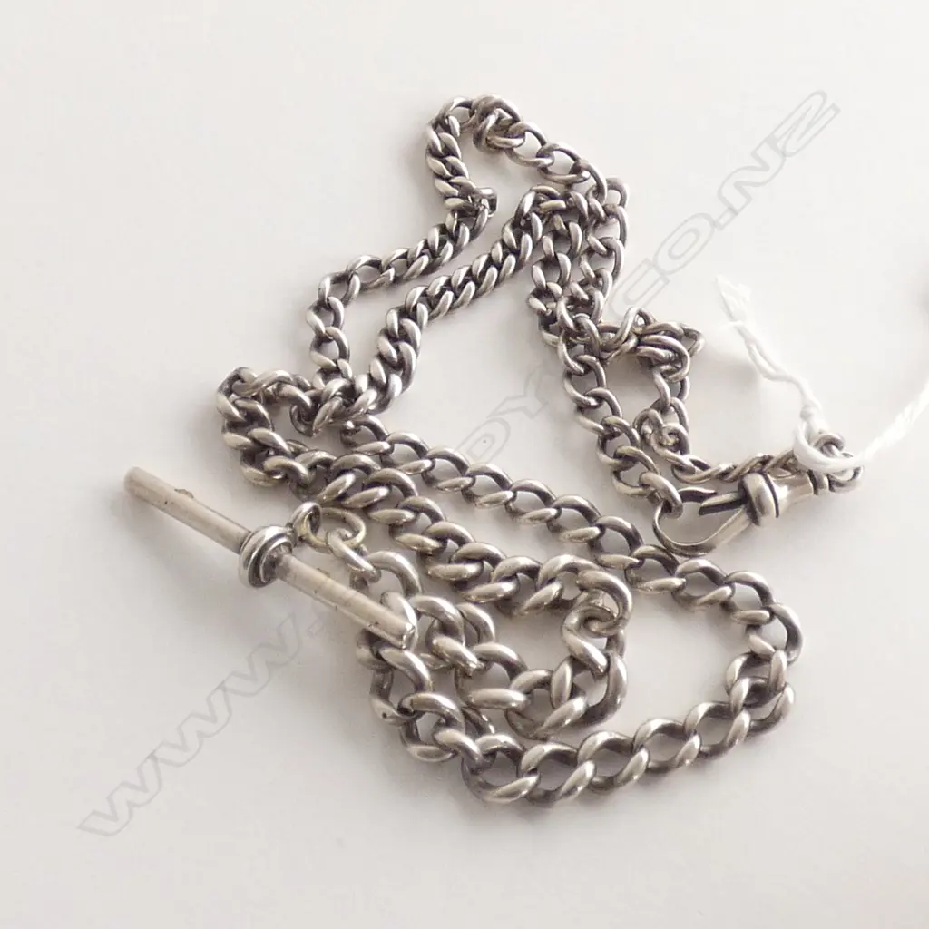 ANTIQUE SILVER DBLE GRADUATED FOB CHAIN Image 1++