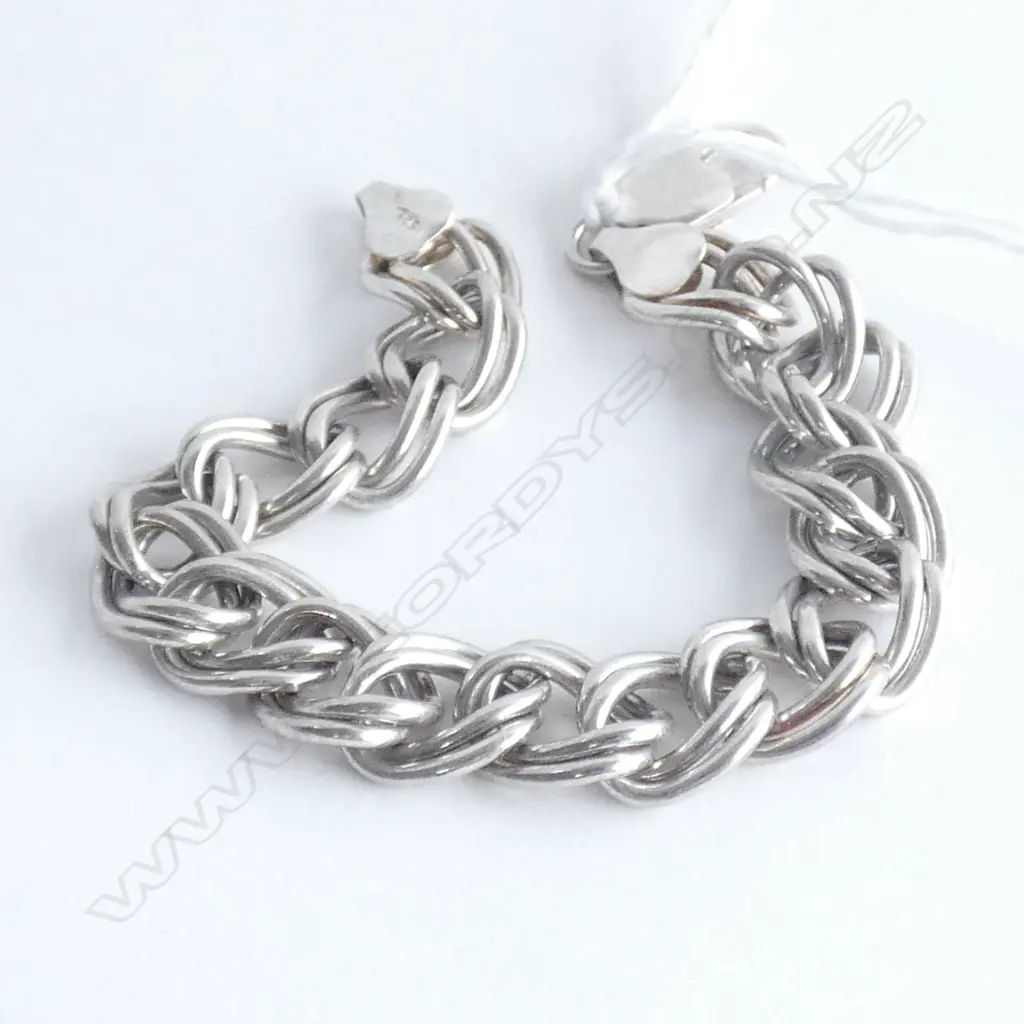 SILVER DBLE OPEN CURB LINK BRACELET Image 1++