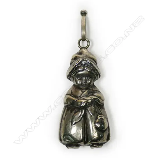 A silver plate baby rattle,