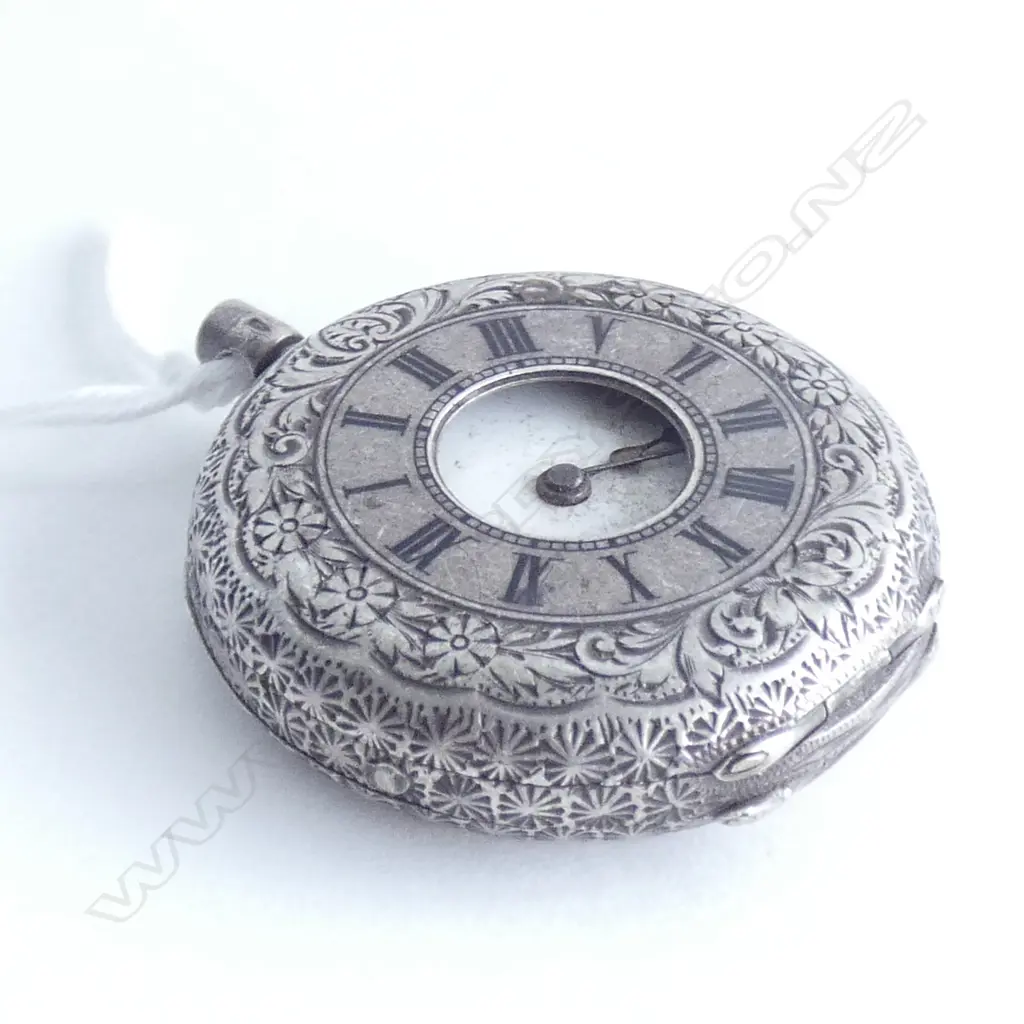 ANTIQUE SILVER HALF HUNTER POCKET WATCH A.F Image 1++