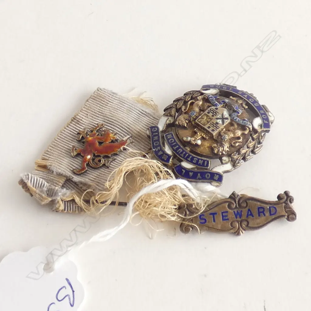 ANTIQUE SILVER/ENAMEL R/MASONIC INST. MEDALLION ETC Image 1++