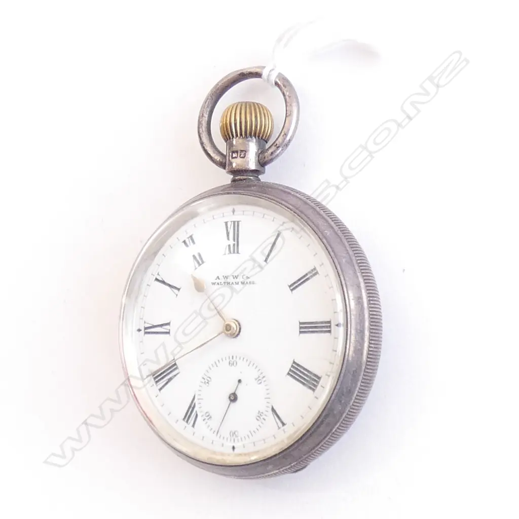 WALTHAM STG SILVER CASED POCKET WATCH (NO WORKING) BIRMINGHAM 1899 Image 1++