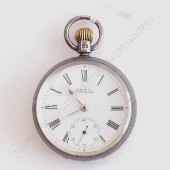WALTHAM STG SILVER CASED POCKET WATCH (NO WORKING) BIRMINGHAM 1899