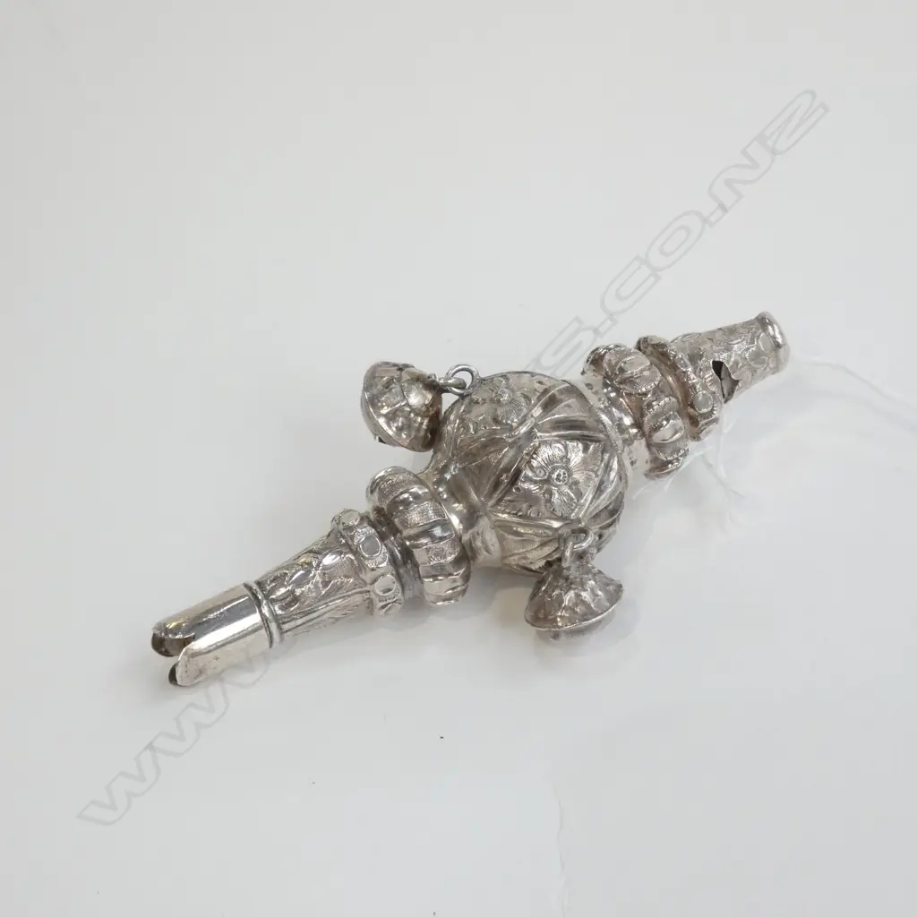 STG SILVER BABY RATTLE WHISTLE 27GMS a/f Image 1++