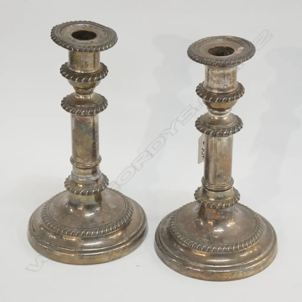 PR SHEFFIELD PLATE CANDLESTICKS Image 1++