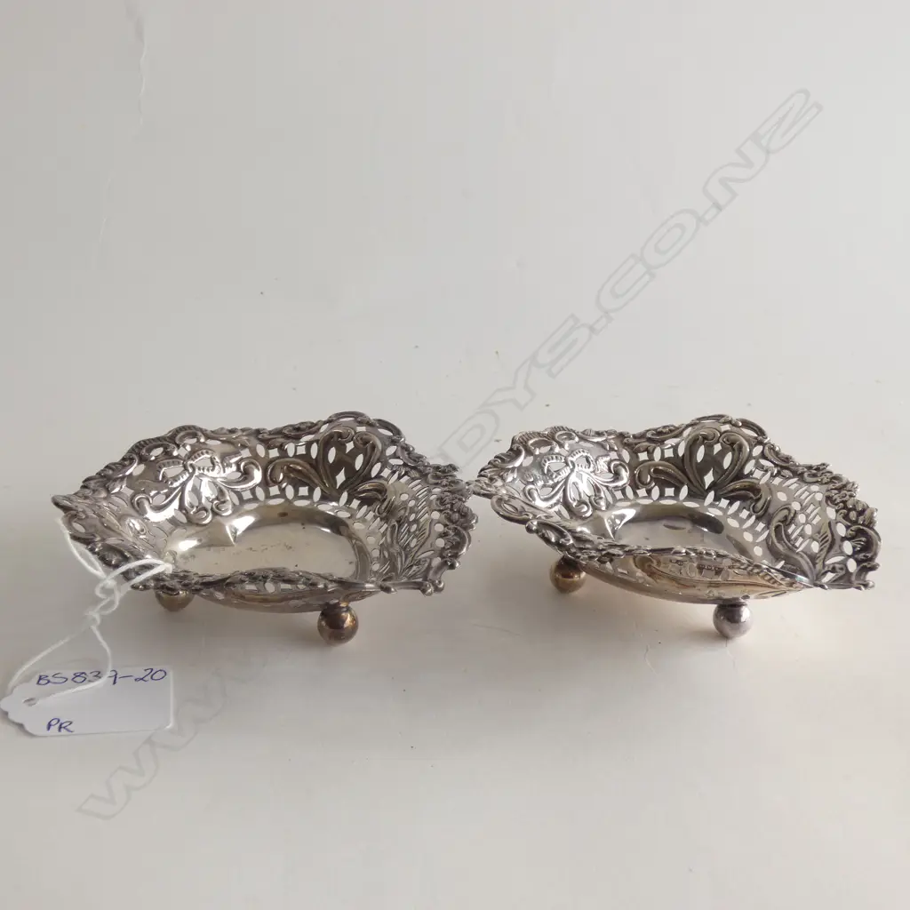 PR STG SILVER HEART SHAPED PIERCED DISHES BIRMINGHAM 1878 65GMS Image 1++