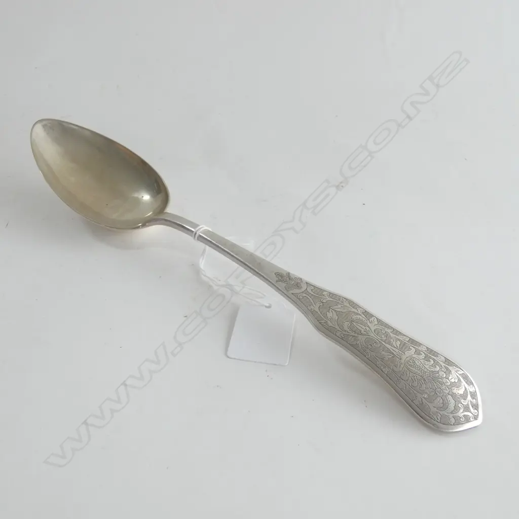 800 SILVER ENGRAVED SERVING SPOON 120GMS Image 1++