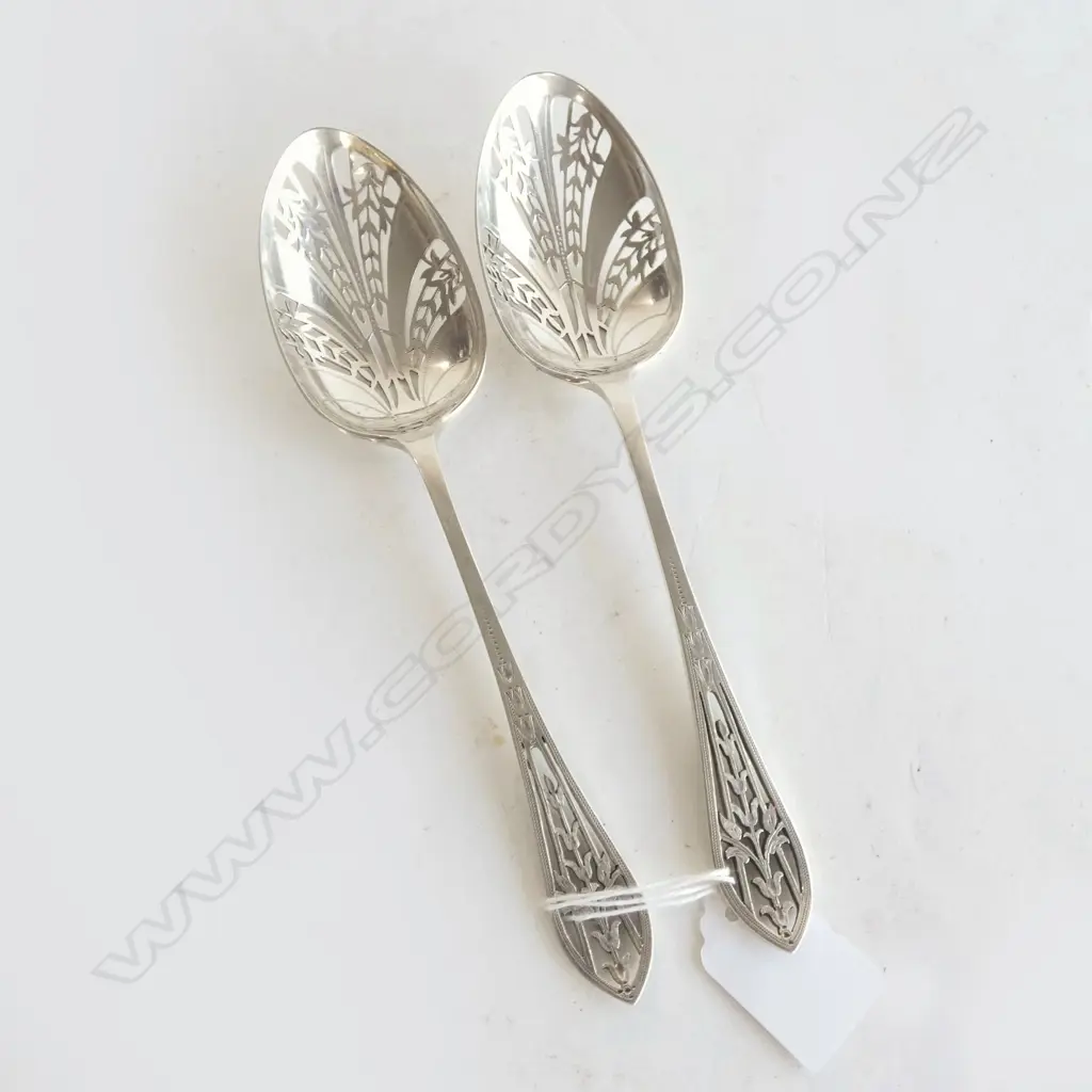 PR ROBERTS & BELK STG SILVER SALAD SERVERS L 215MM SHEFFIELD 1919 125GMS Image 1++