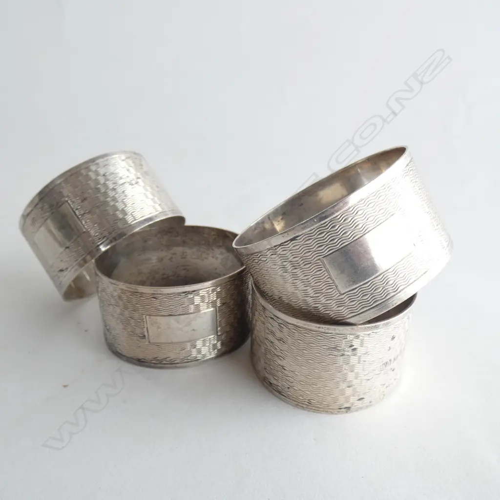 SET 4 STG SILVER NAPKIN RINGS - BIRMINGHAM 1964 96GMS  Image 1++