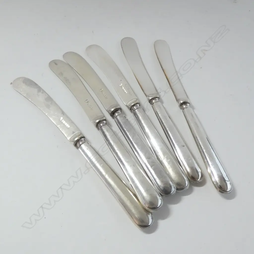 SET 6 STG SILVER & EP PATE KNIVES SHEFFIELD 1919  124GMS Image 1++