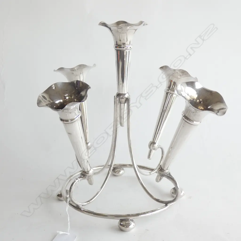 SILVER PLATE 5 TRUMPET EPERGNE H. 240MM Image 1++
