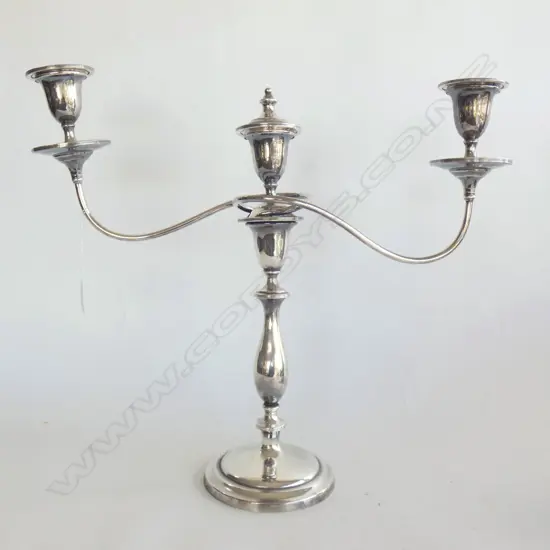 LG HEAVY 3-ARM SILVER PLATE CANDELABRA  H. 395 W460MM