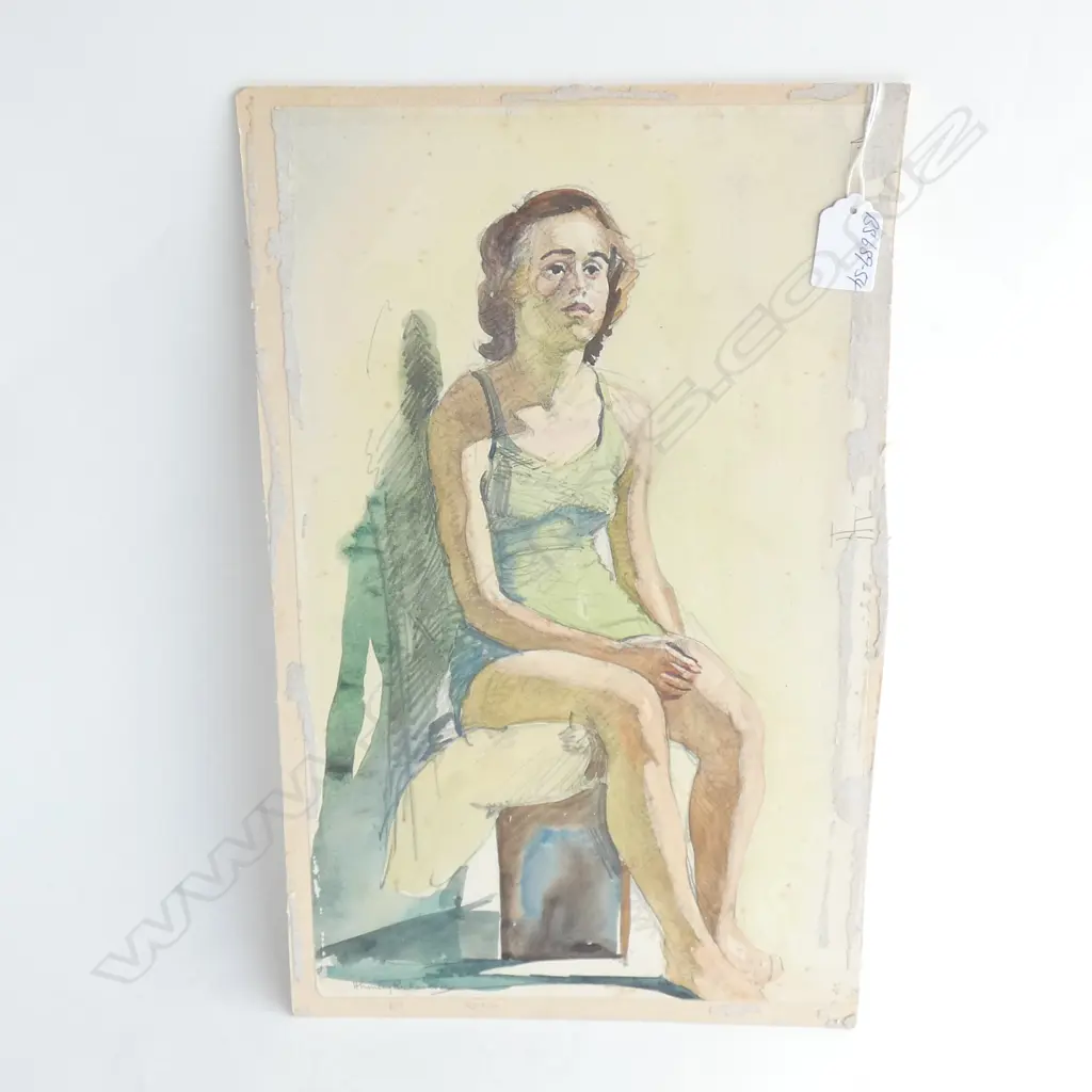 H.L. RICHARDSON W/C SEATED WOMAN 380 x 230mm Image 1++