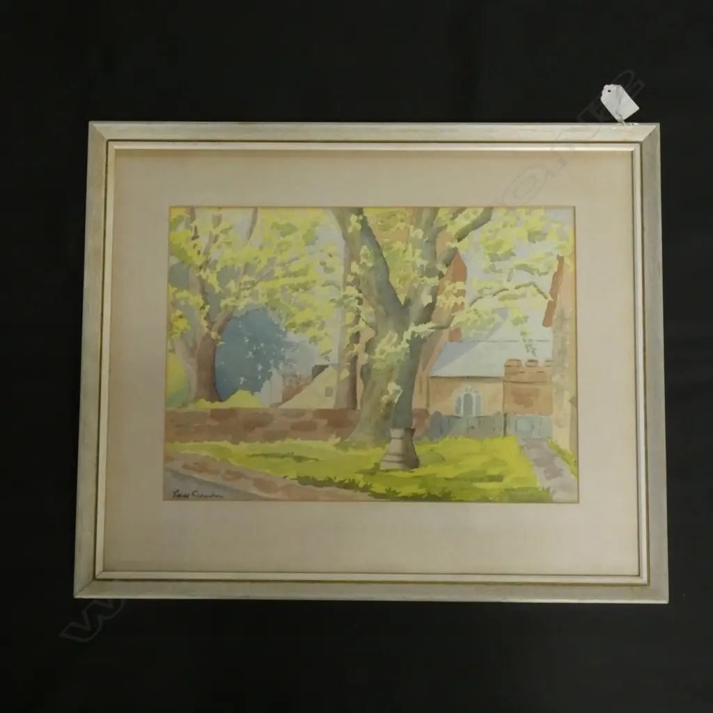 WATERCOLOUR ON BOARD TREESCAPE & HOUSE - RONALD RICHARDSON 360 X 270MM Image 1++