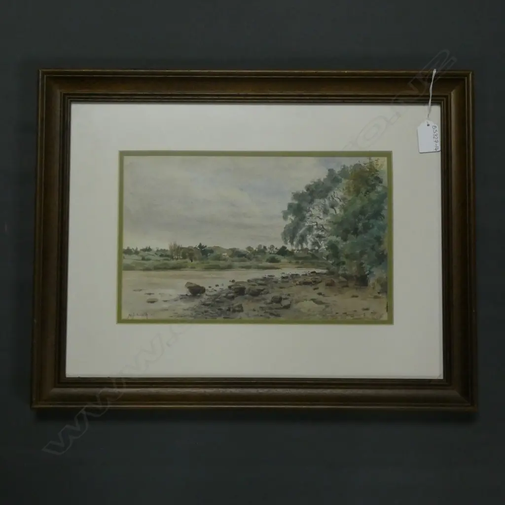 WATERCOLOUR ON BOARD 'AUCKLAND HARBOUR NEAR ORAKEI' MJ SMITH  300 X 185MM Image 1++