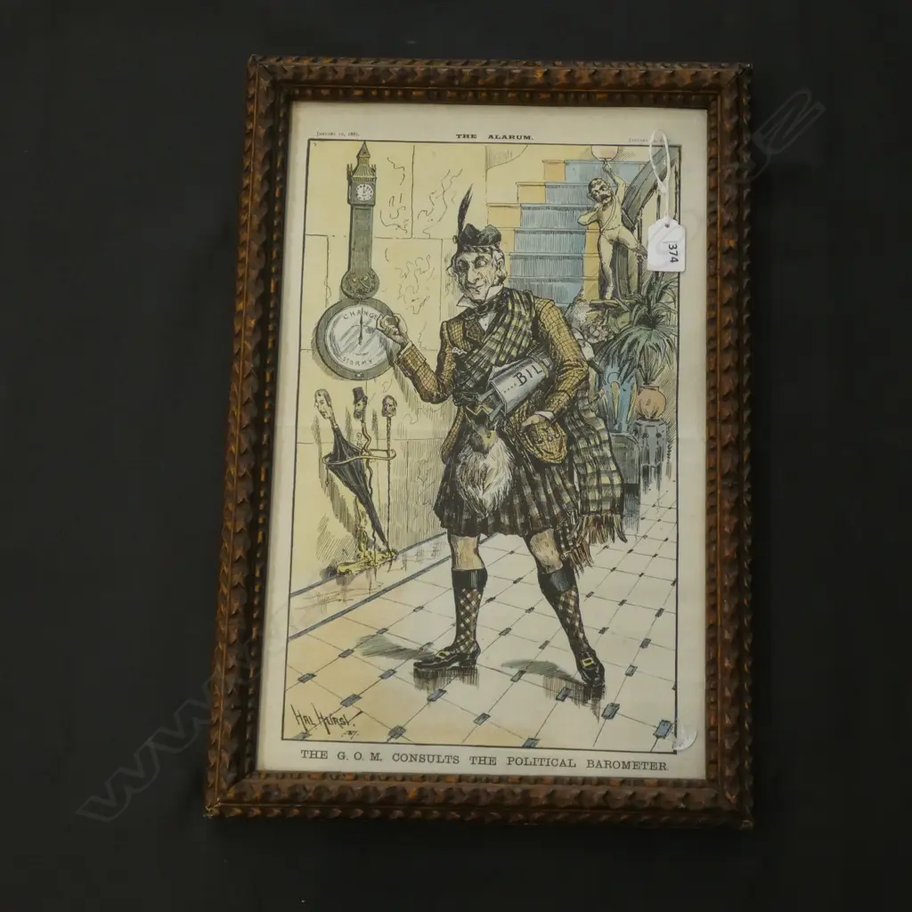 19THC SCOTTISH POLITICAL CARTOON PRINT FRAMED H.495mm Image 1++