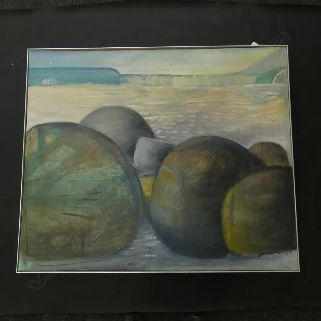 MOERAKI BOULDERS OIL ON CANVAS. STEEL FRAME Image 1++