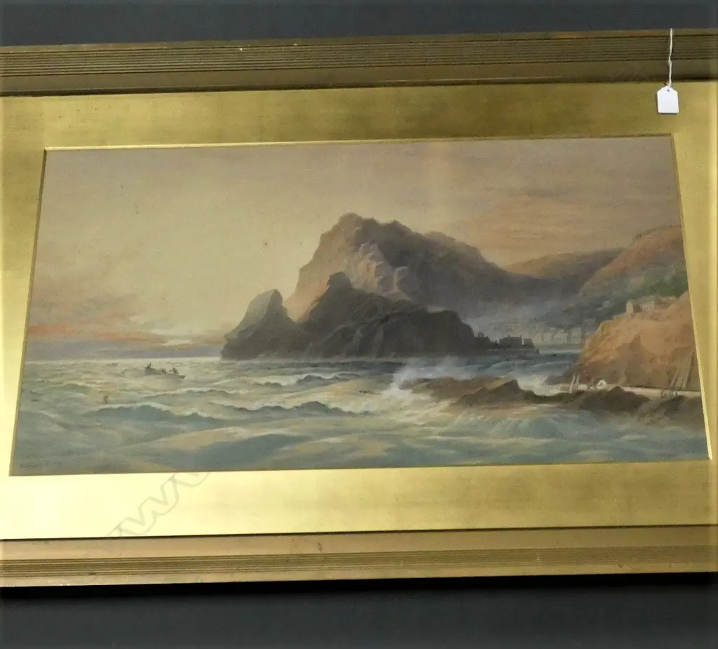 THOMAS HART FSA(1830-1916) 'POLPERRO SOUTH COAST OF CORNWALL 400 X 740mm Image 1++