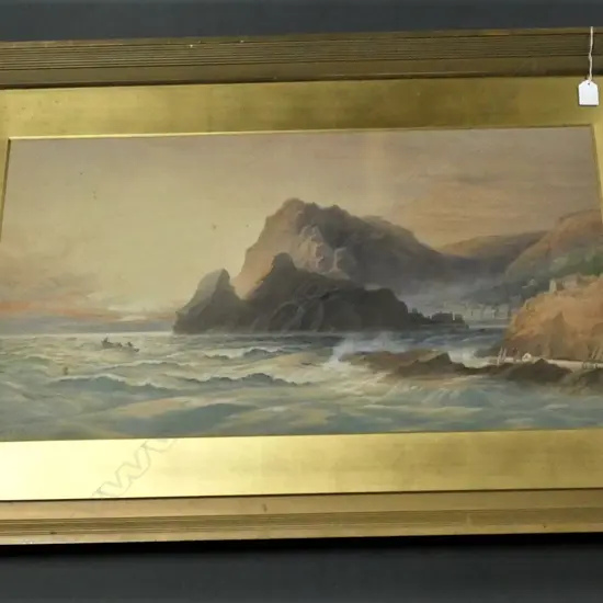 THOMAS HART FSA(1830-1916) 'POLPERRO SOUTH COAST OF CORNWALL 400 X 740mm