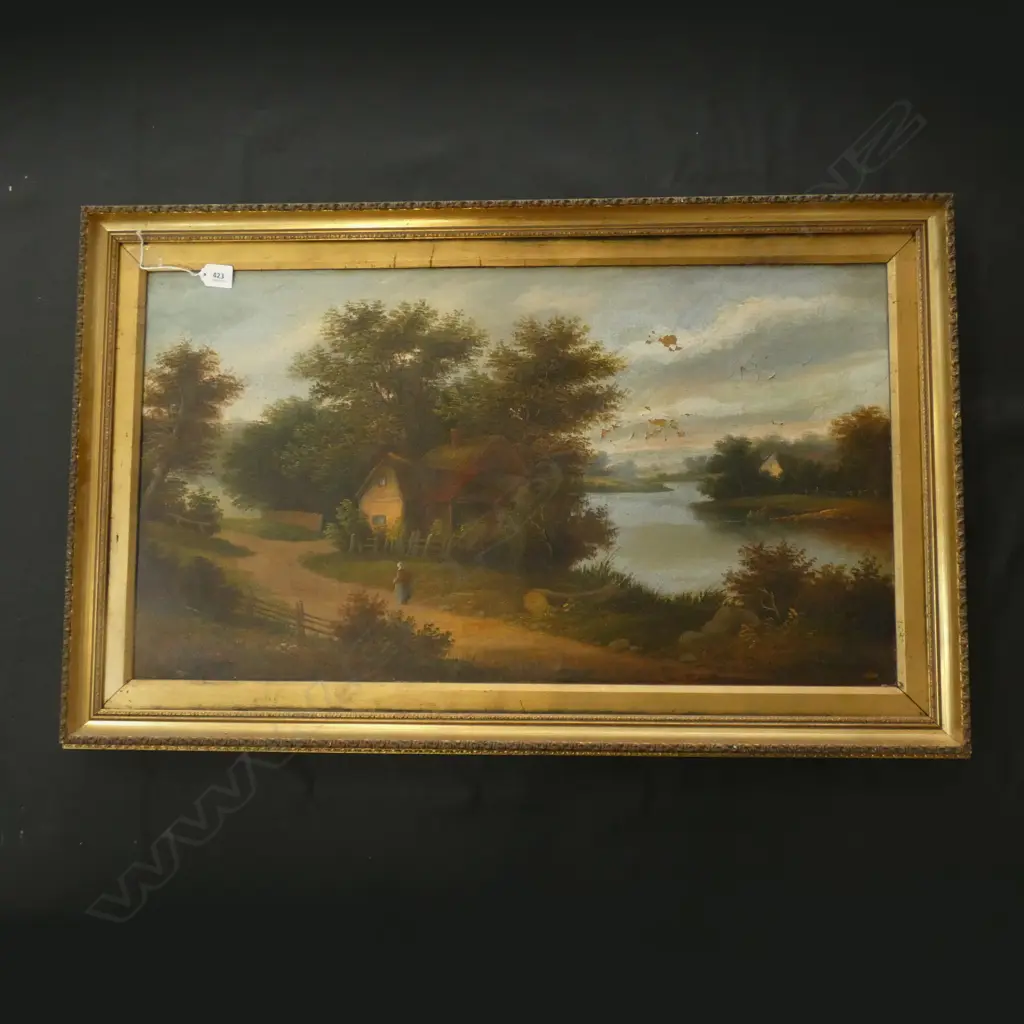 OIL ON CANVAS FARM SCENE 440 X 800MM Image 1++