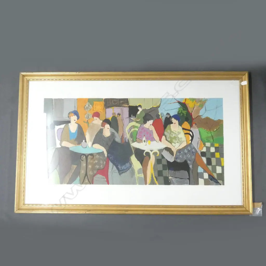  ITZCHAK TARKAY SERIGRAPH PRINT 107/300 "WOMEN AT A CAFE" 600 x 1200 GILT FRAME Image 1++