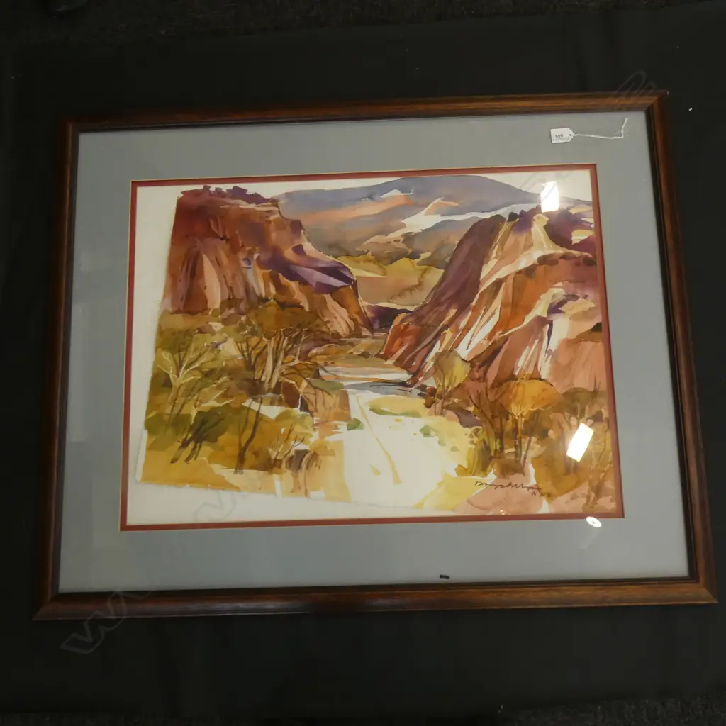 WATERCOLOUR - VALLEY  - SIGNED 540 X 730MM SLIPPED IN MOUNT Image 1++