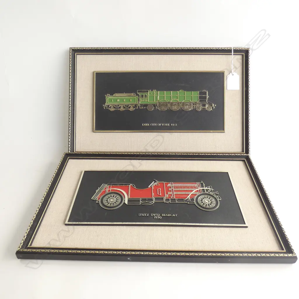 1930 STUTZ BEARCAT & LNER CITY OF YORK TRAIN - 3D FRAMED ART 265 X 125MM Image 1++