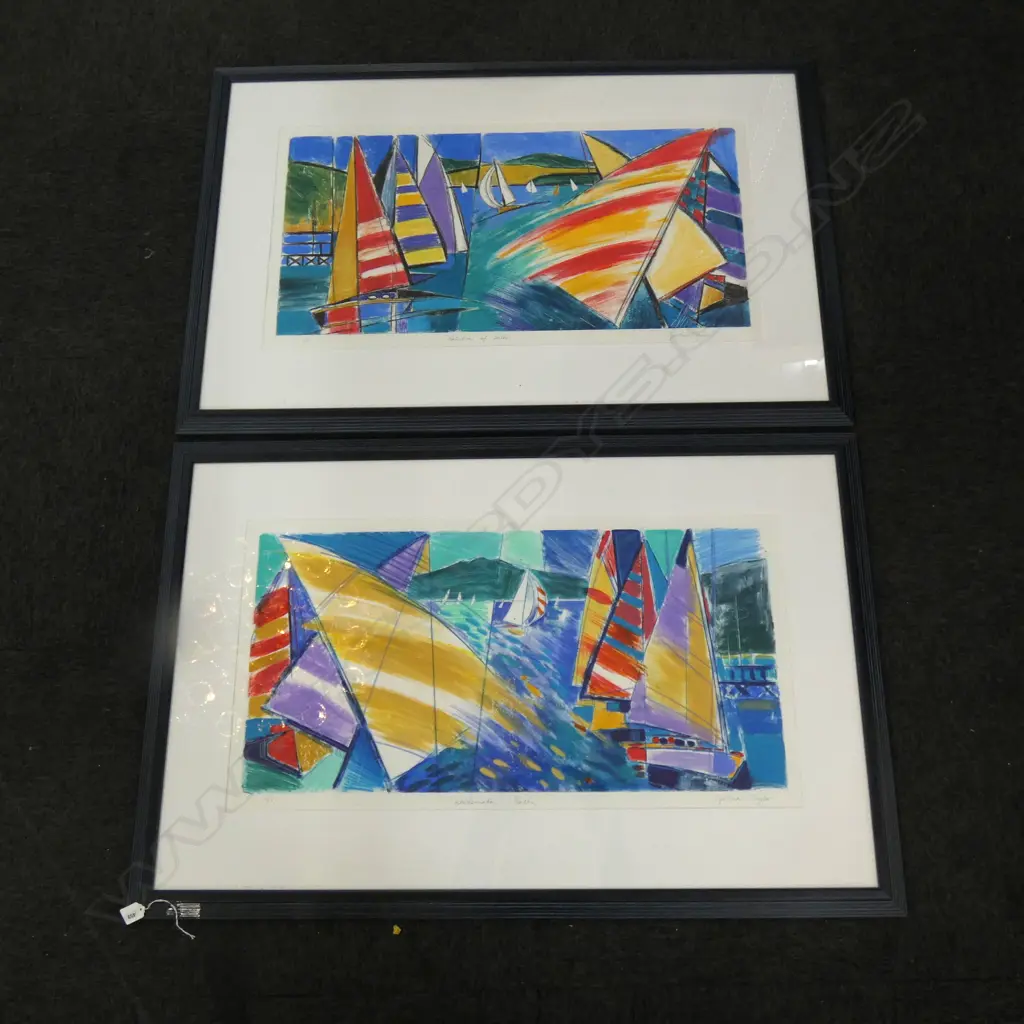 PR LTD EDITION PRINTS - 'RAINBOW OF SAILS' & WAITEMAT A SAILS' BY CYNTHIA TAYLOR  810 X 3909MM  Ex Sultan of Brunei Image 1++