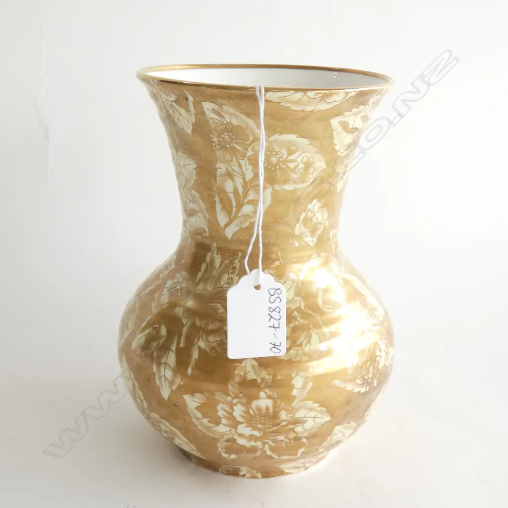 ROYAL STAFFORD 'TAPESTRY' GOLD GILDED VASE H 190MM C1940'S Image 1++