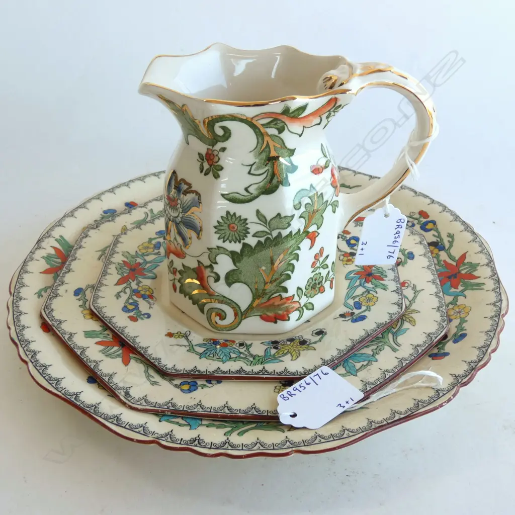 MASONS IRONSTONE 3 PLATES & PALADAN PATTERN JUG (4) Image 1++