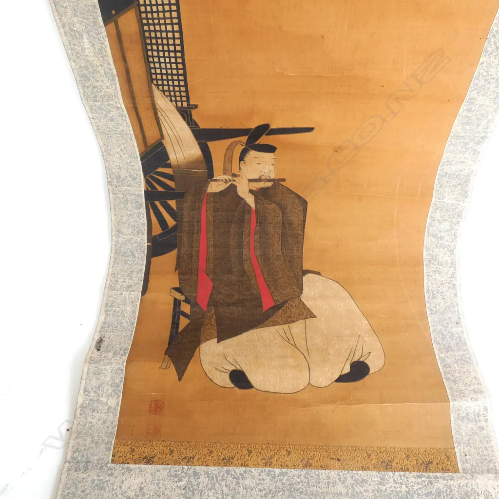 ORIENTAL SCROLL; MAN PLAYING A FLUTE 1450x420mm overall Image 1++