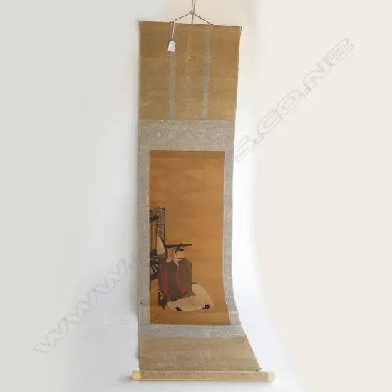 ORIENTAL SCROLL; MAN PLAYING A FLUTE 1450x420mm overall