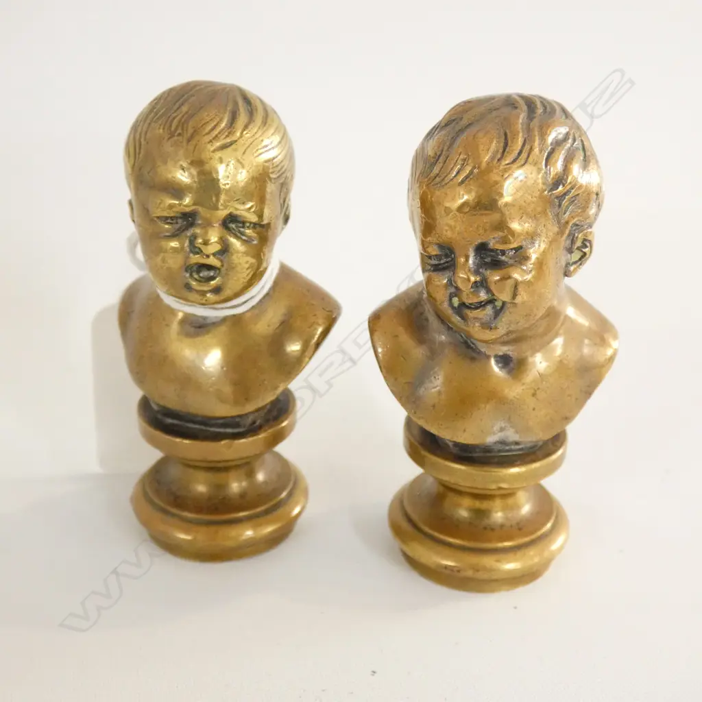 PR OLD BRONZE CHILD BUSTS WAX SEALS H. 70MM Image 1++