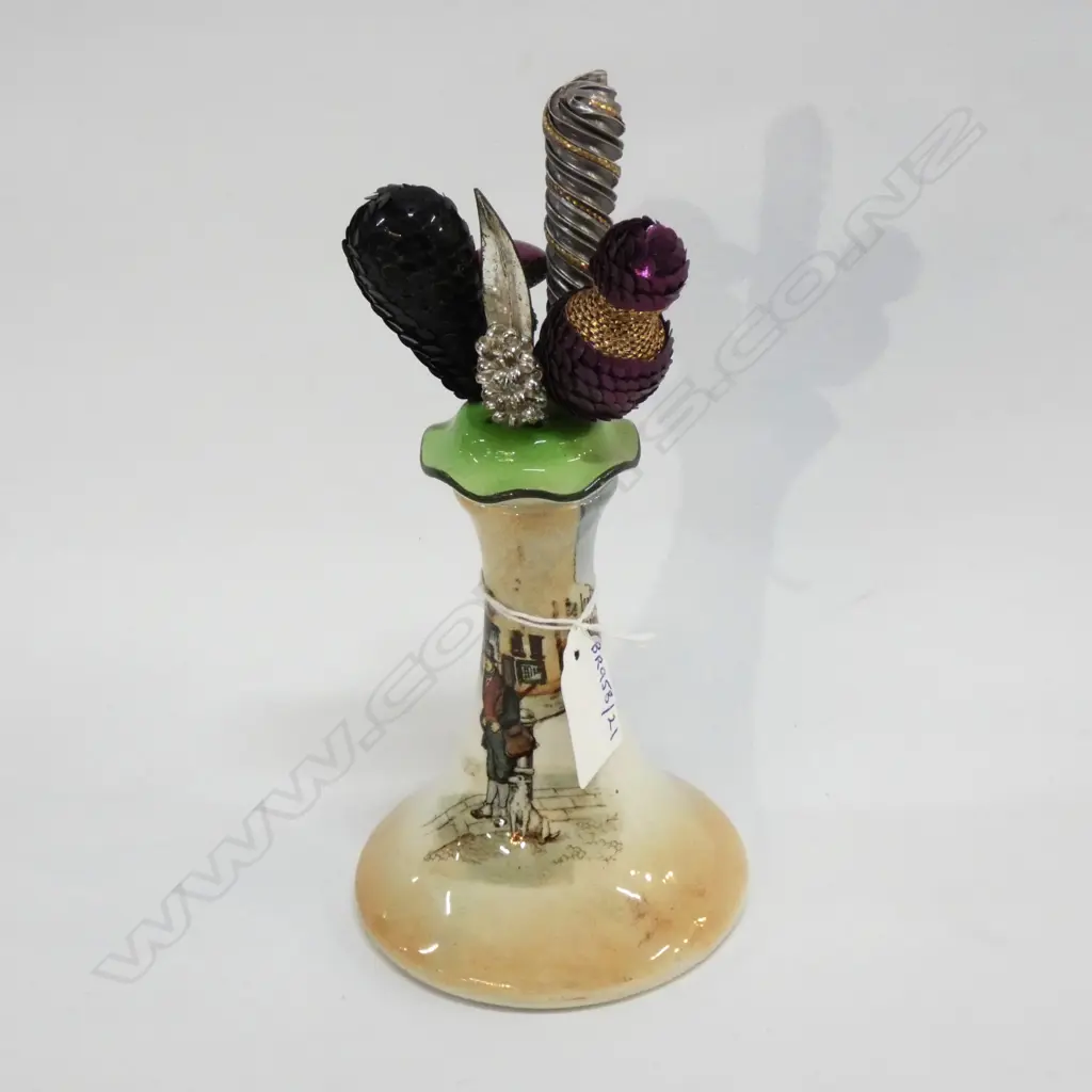 ROYAL DOULTON DICKENSWARE HATPIN HOLDER & PINS Image 1++