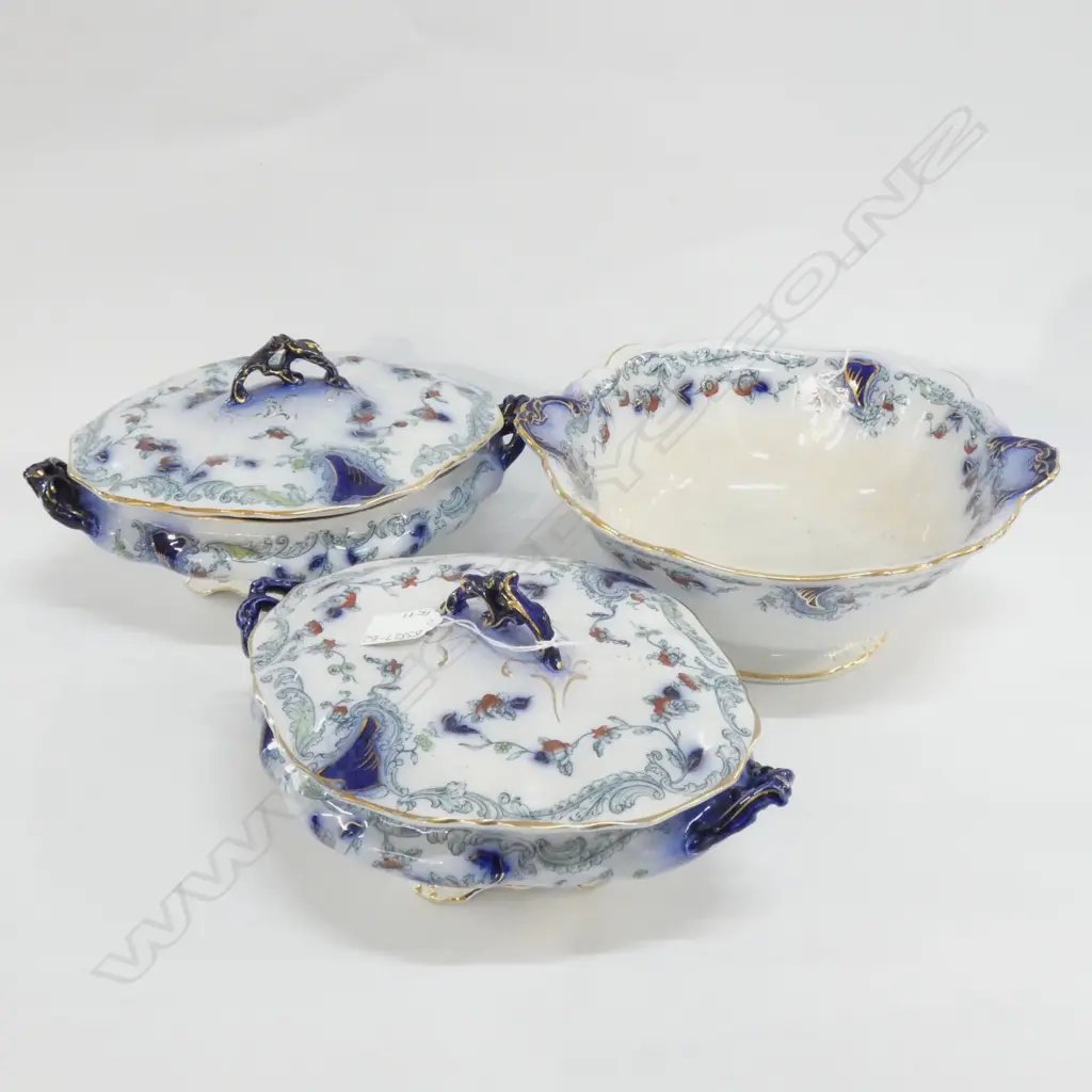PR BURSLEM 'CLARENCE' OVAL SERVING DISHES W LIDS L 280MM & LG BOWL  280MM Image 1++