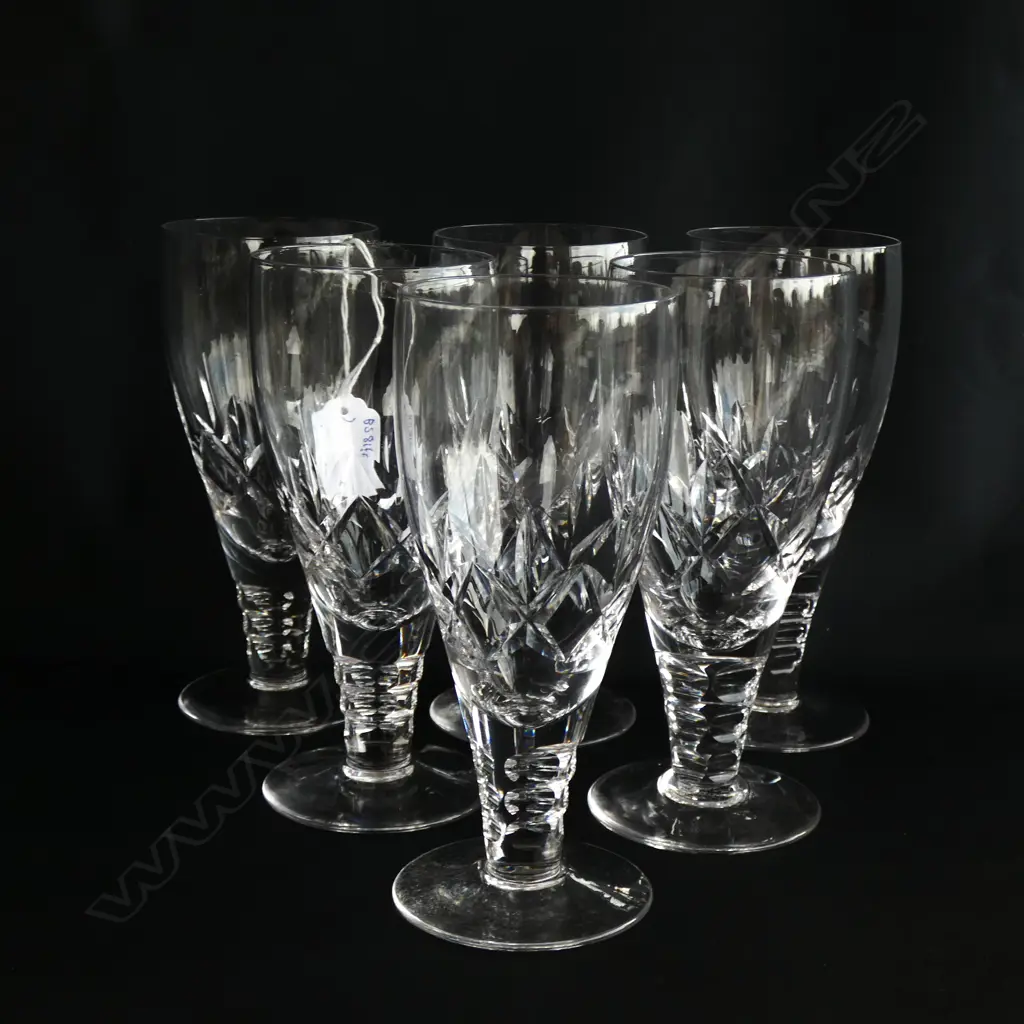 SET OF 6 STUART CRYSTAL ALE GLASSES, MARK TO BASE, H. 170MM Image 1++