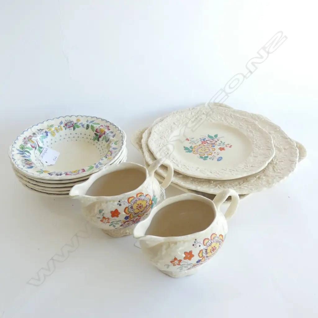 MASON IRONSTONE 5PCS OAK RISELEY PAT 6 DESSERT BOWLS ARBOR PAT Image 1++