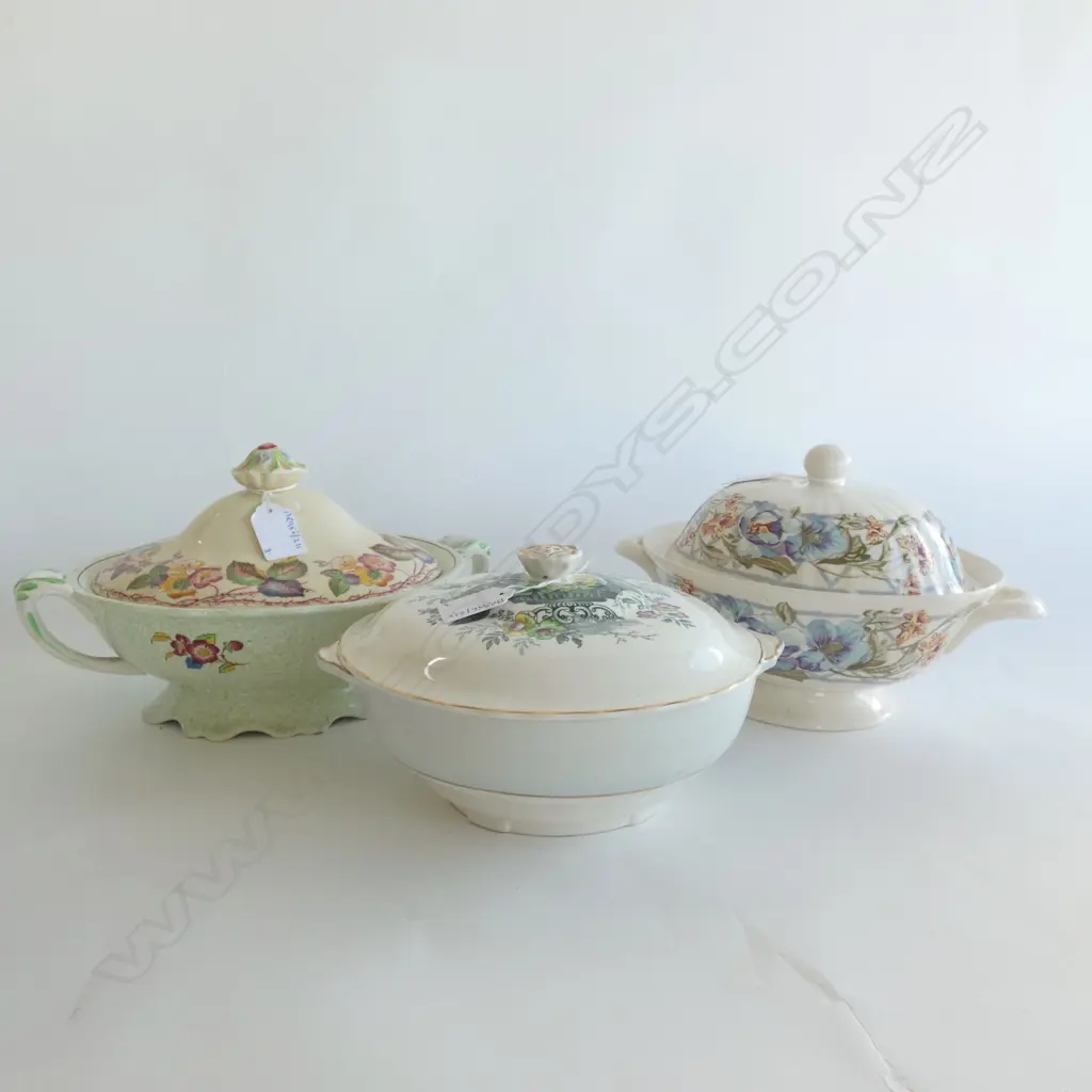 MASON IRONSTONE 3 LIDDED VEG TURREENS VARIOUS PATS Image 1++