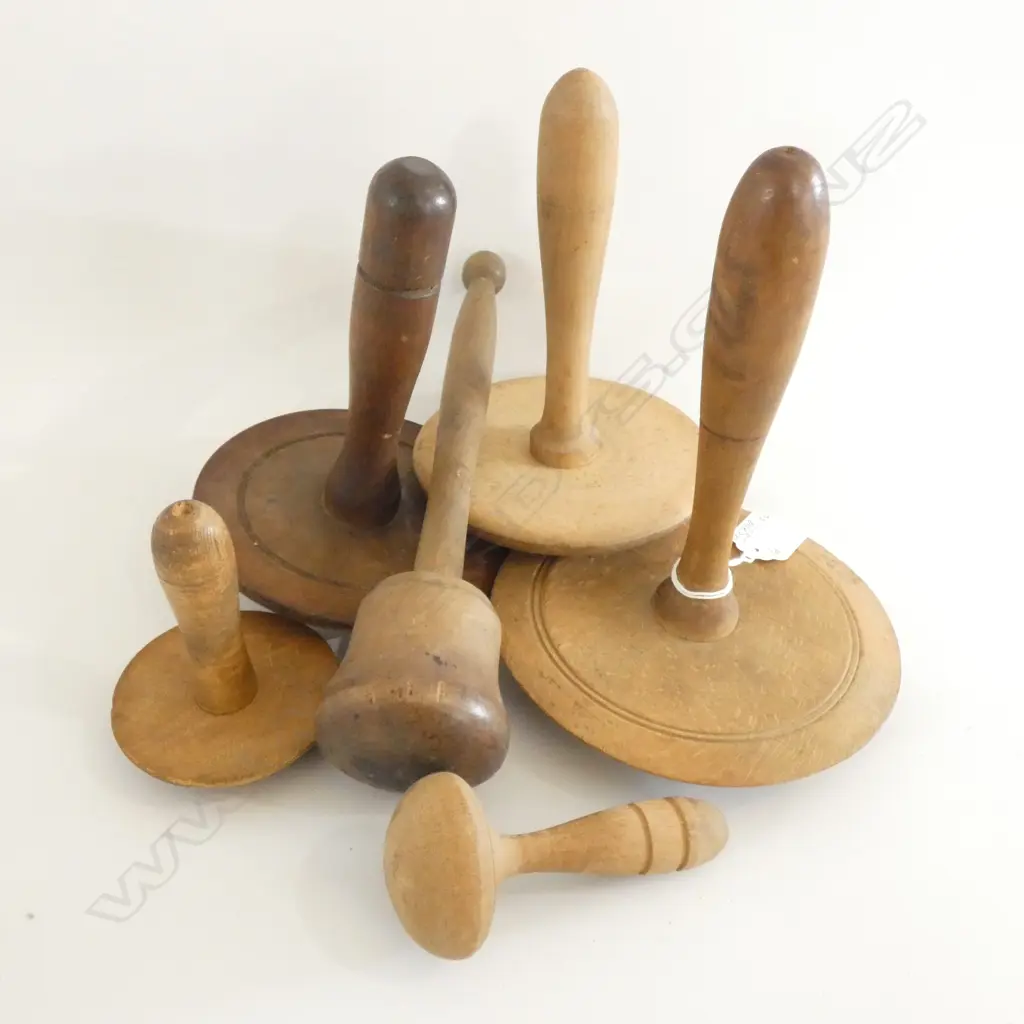 6 ASST SIZED WOODEN DARNING MUSHROOMS - LARGEST DIA 150MM Image 1++