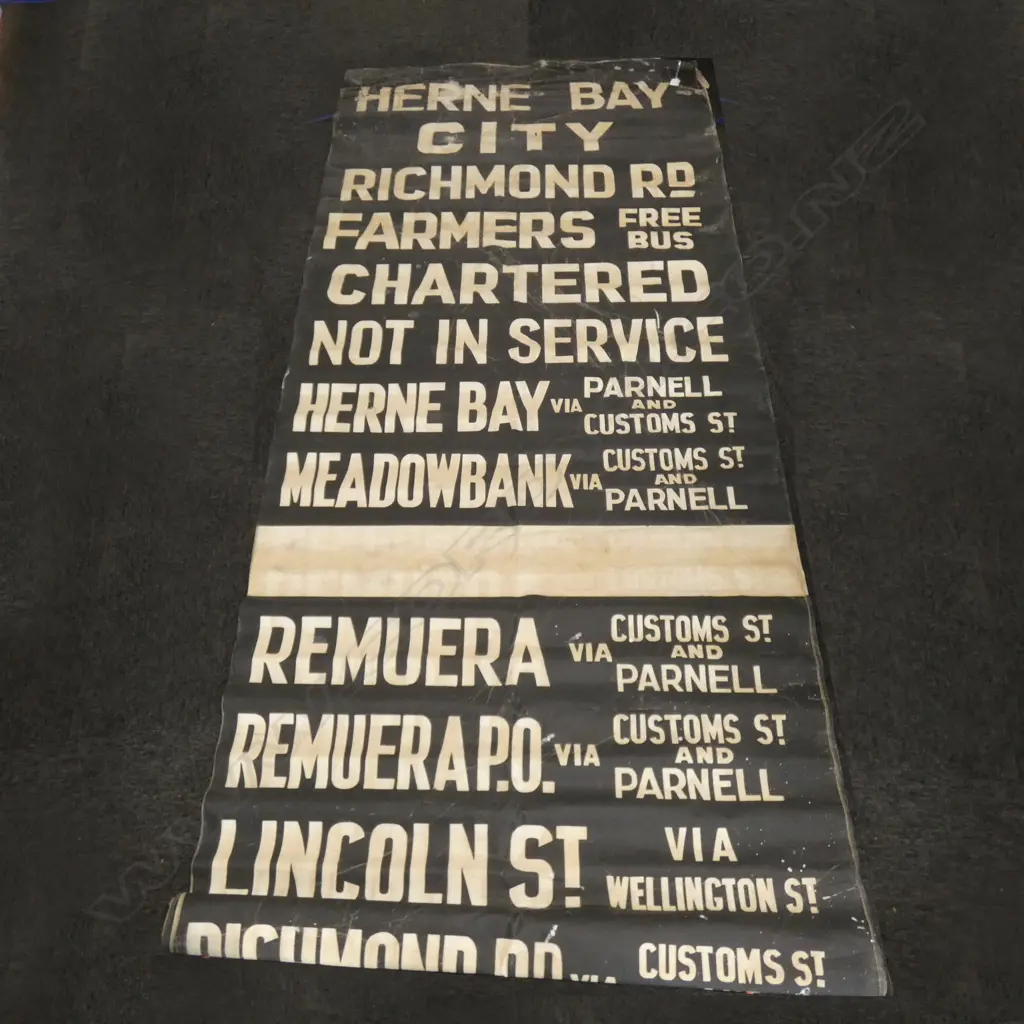 VINTAGE AUCKLAND BUS DESTINATION ROLLER SIGN Image 1++