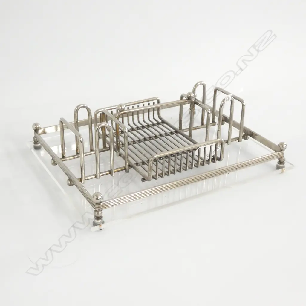 LG VINTAGE CHROME TOAST & CONDIMENT RACK - PERSPEX BASE  280 X 225MM Image 1++