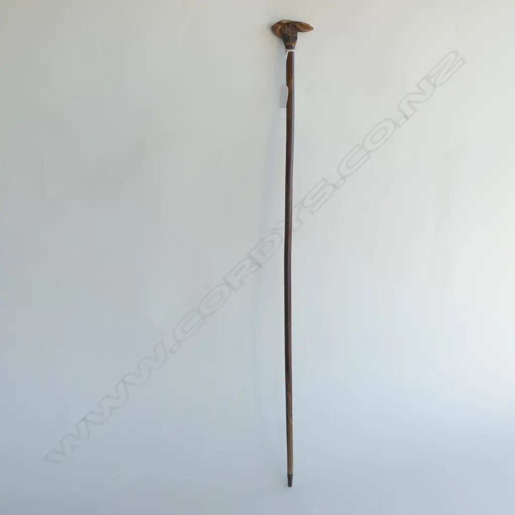 CARVED RABBIT HEAD WALKING STICK Image 1++
