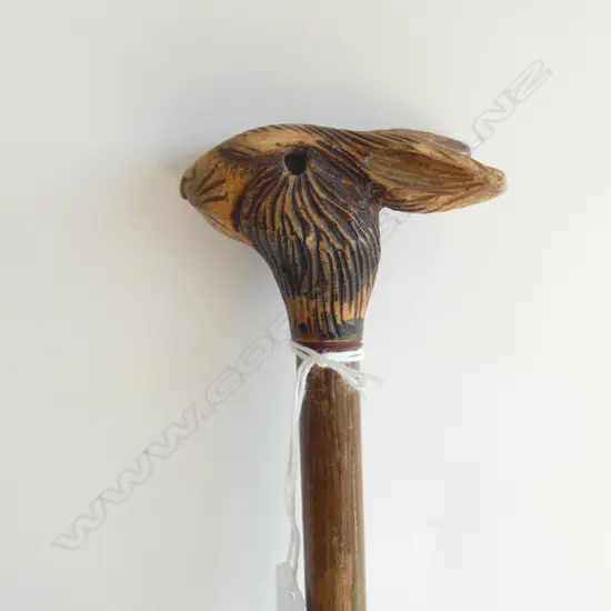 CARVED RABBIT HEAD WALKING STICK