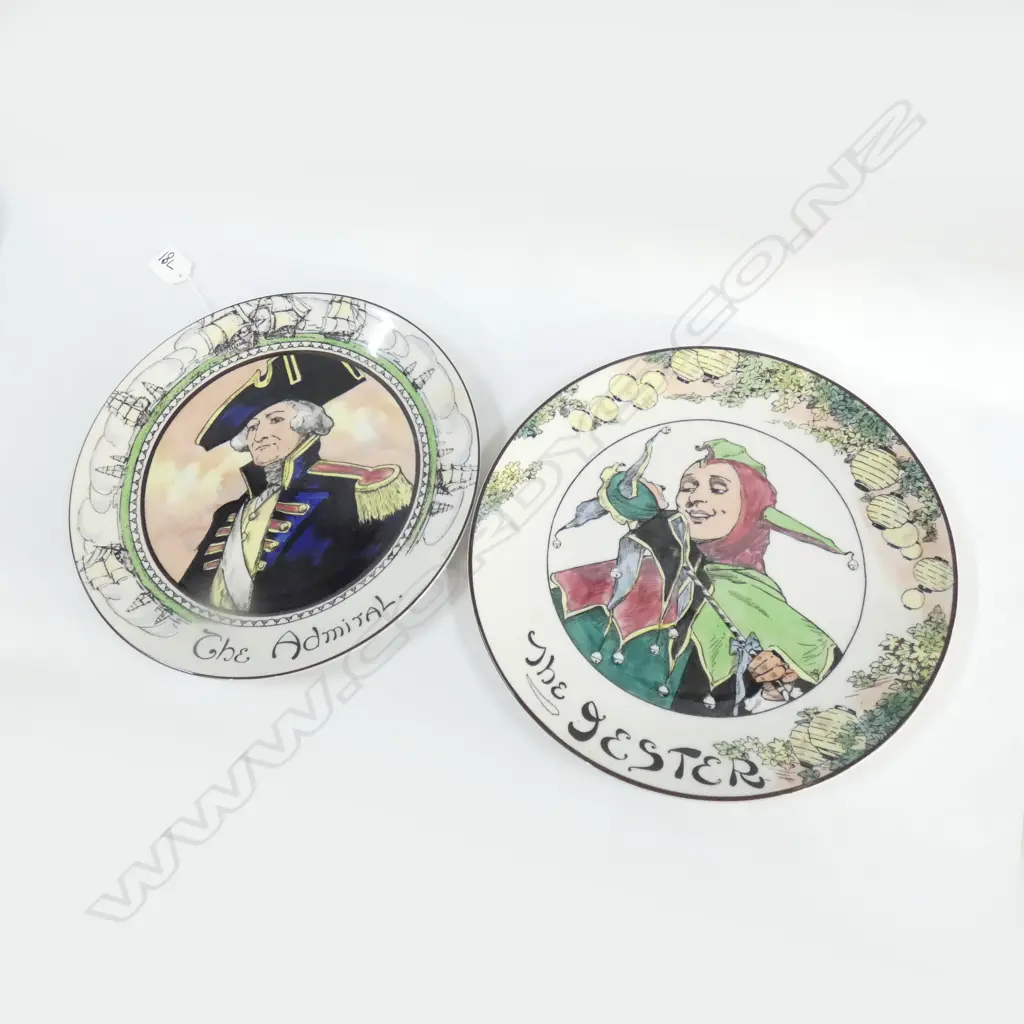 2 ROYAL DOULTON PLATES, THE ADMIRAL & THE JESTER, DIA. 270MM Image 1++