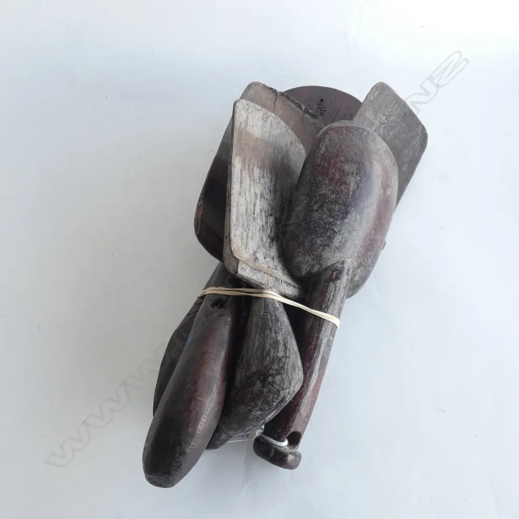 6 MELANESIAN WOODEN IMPLEMENTS, SAGO SPATULAS Image 1++