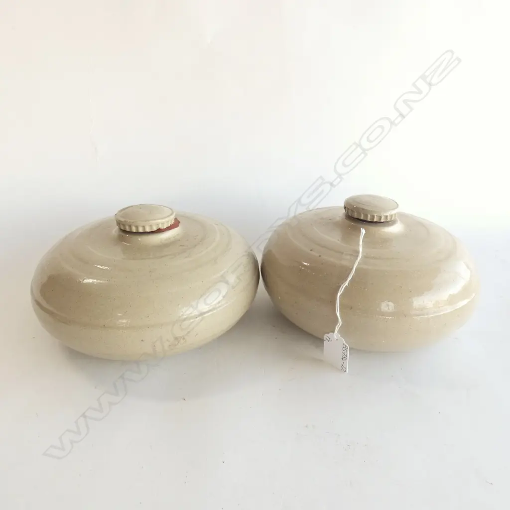 2 TIMARU POTTERIES STONEWARE HOT WATER BOTTLES Image 1++