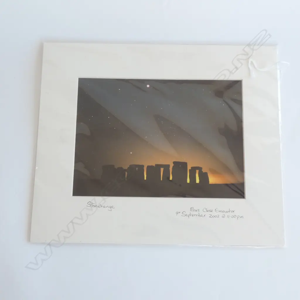 JIM BURGESS MOUNTED PRINT 'MARS CLOSE ENCOUNTER - STONEHENGE 2003   210 X 150MM Image 1++
