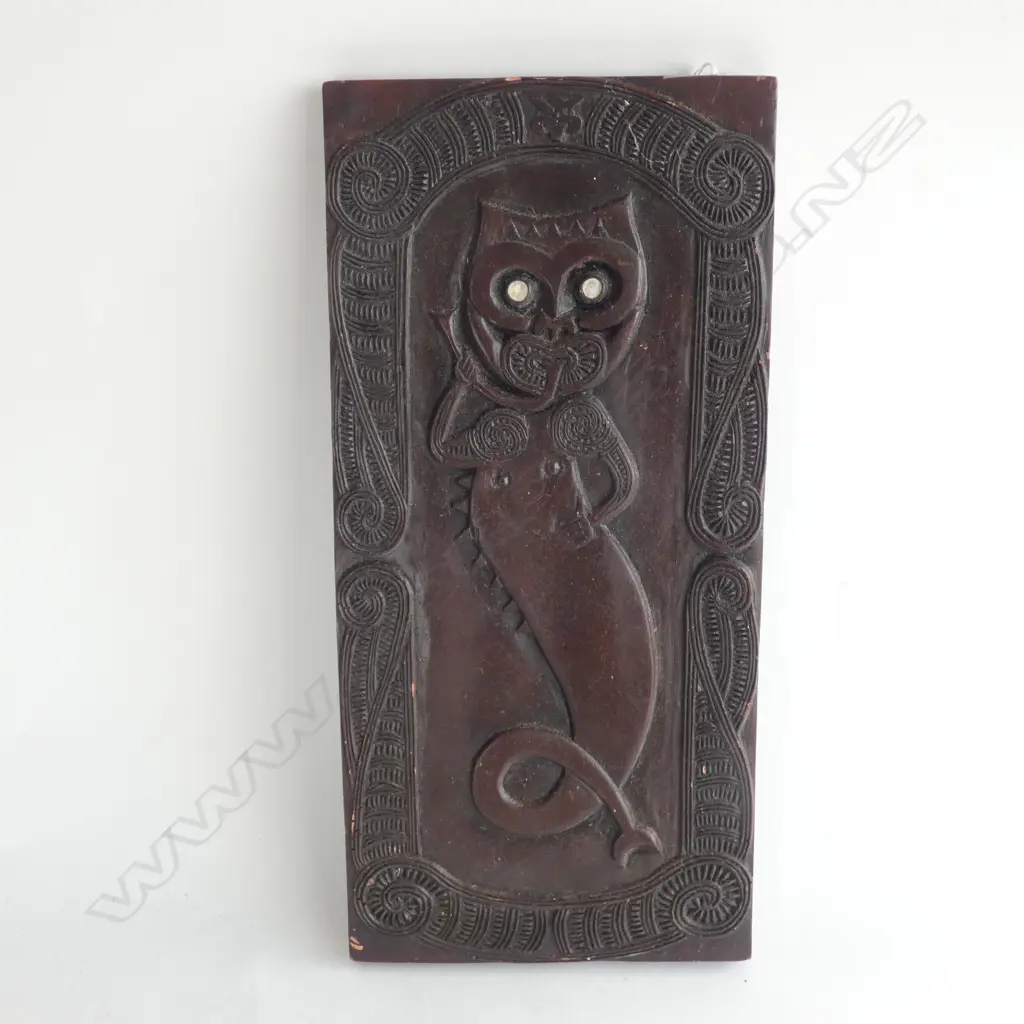 CARVED WOODEN MAORI SERPENT 180 X 380MM Image 1++